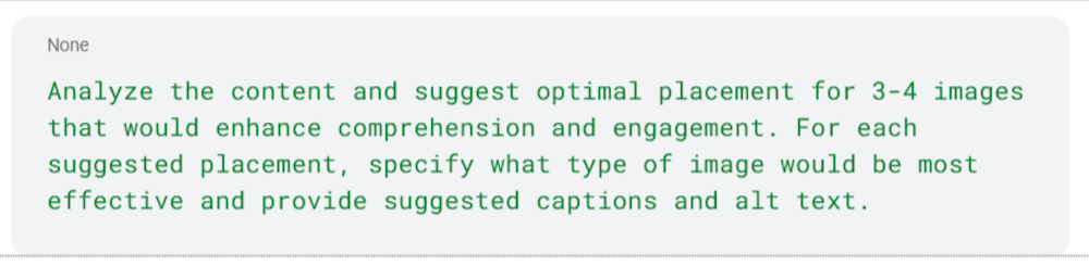 Prompt that can be used in AI chats to add strategic callouts and images to an article.